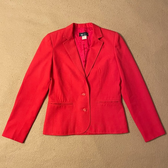 Retro 80s Garey Petites Blazer Suit Jacket Red Size 4 Vintage - Picture 3 of 15